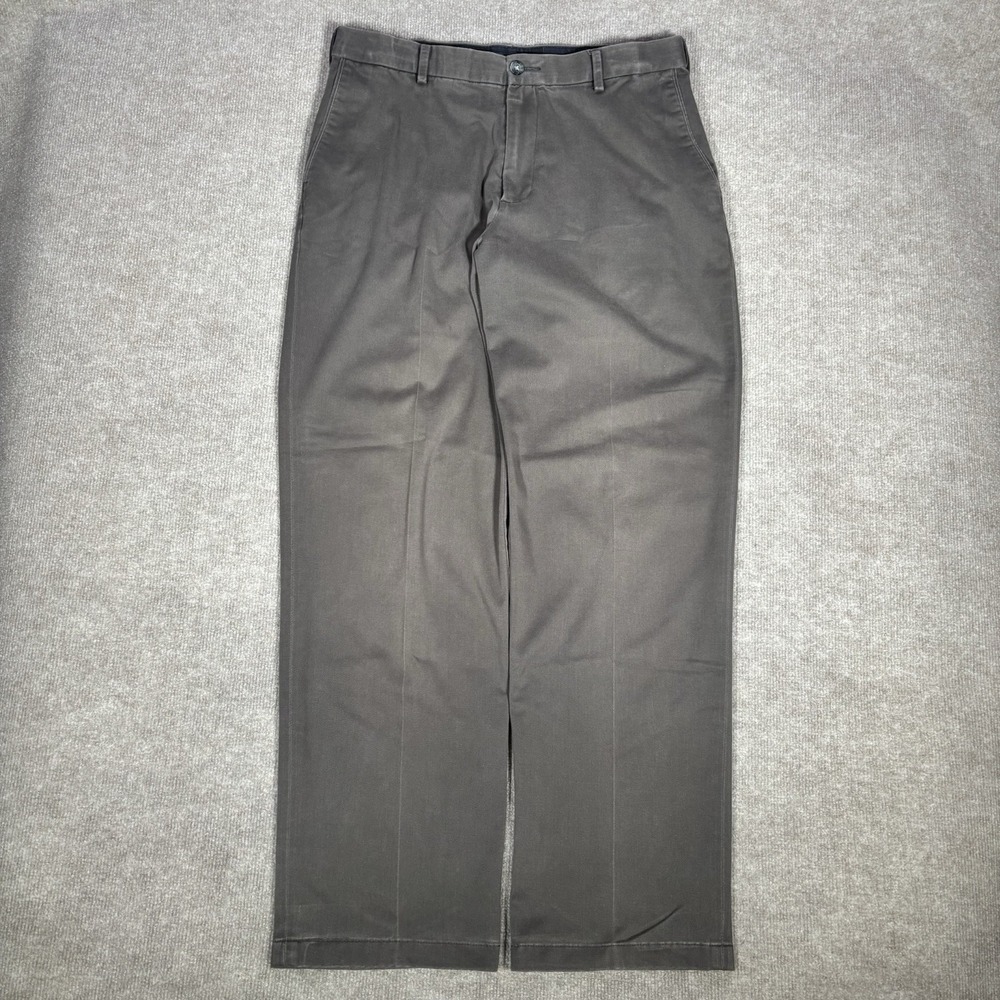 Dockers Pants‎ Mens 34x32 (Tag 34x34) Relaxed Fit Straight Gray Flat Front Logo